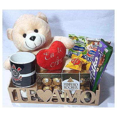 Cesta Corinthians Presente Dia Dos Namorados Com Urso Caneca